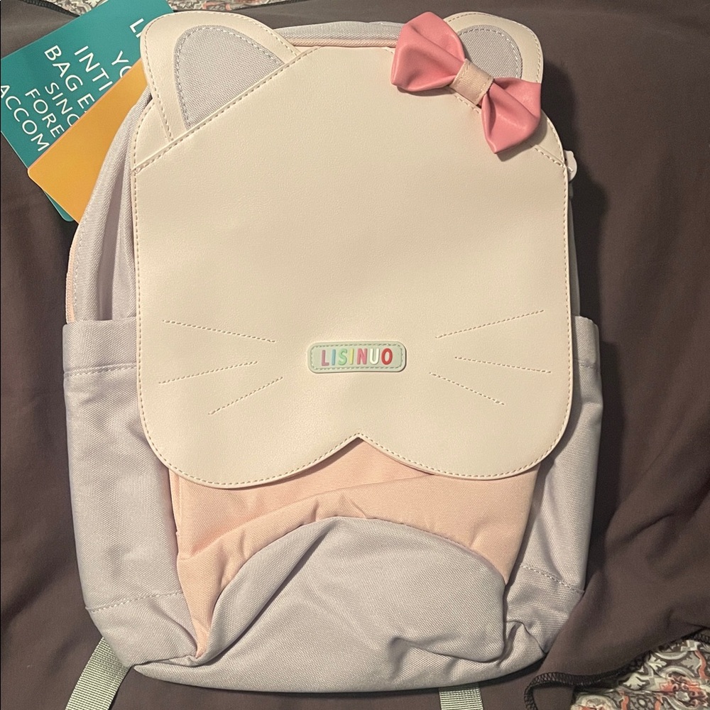 Pink and Cream Cat Ear Kids Backpack